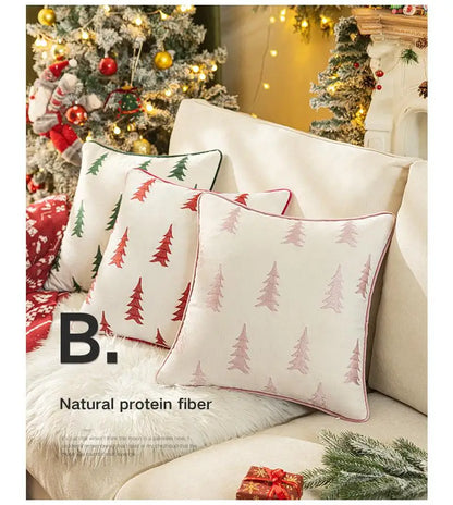 Christmas Tree Embroidery Throw Pillow Cover
