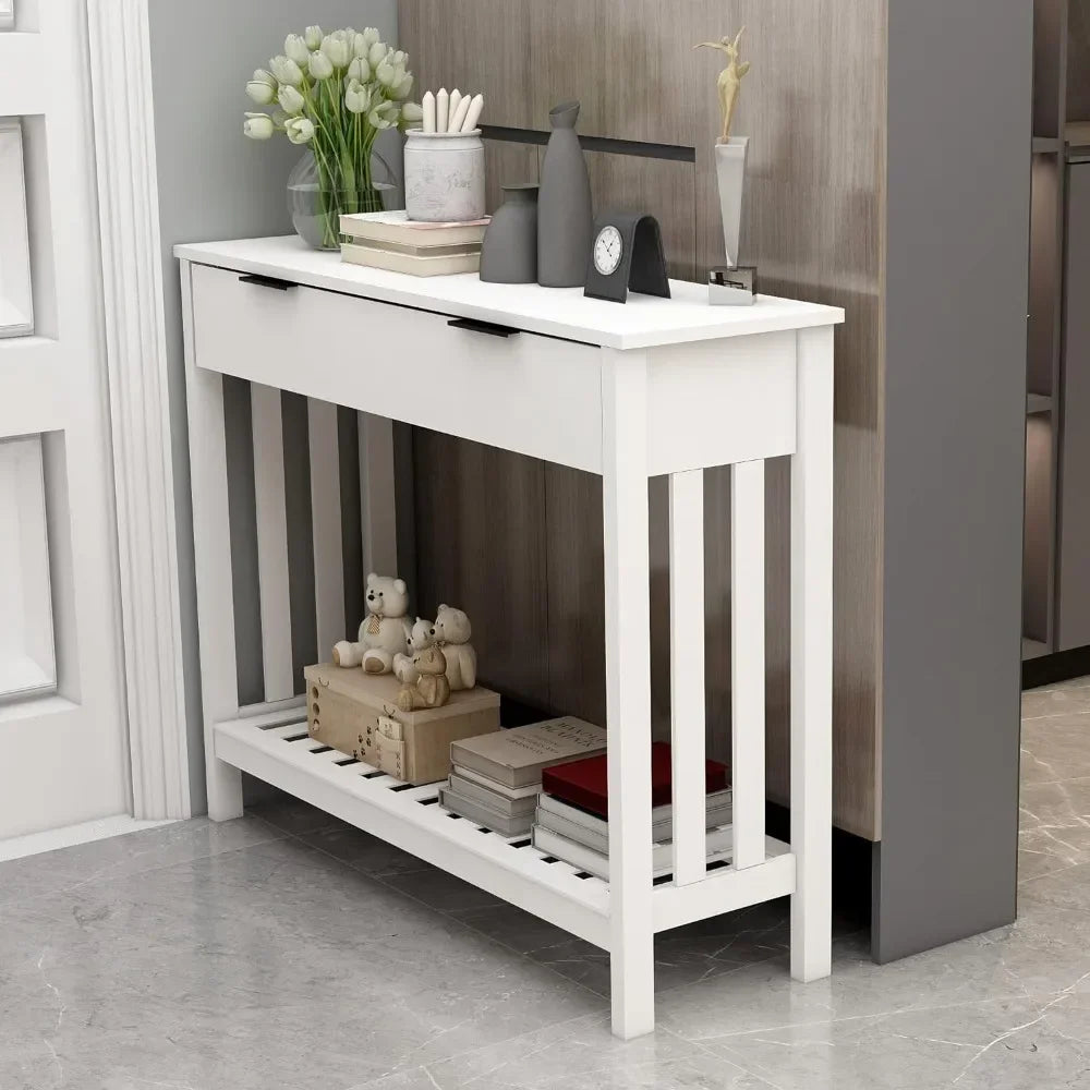 Modern Wood Entryway Table with Drawer
