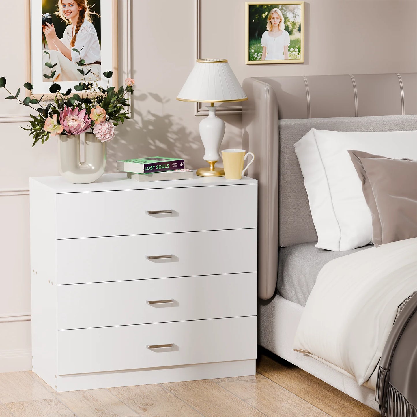 4 Drawer Wood Cabinet Dresser