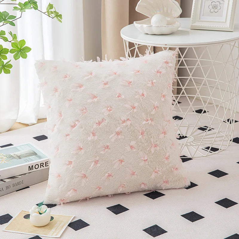 Pink Flower Throw Pillow Cover
