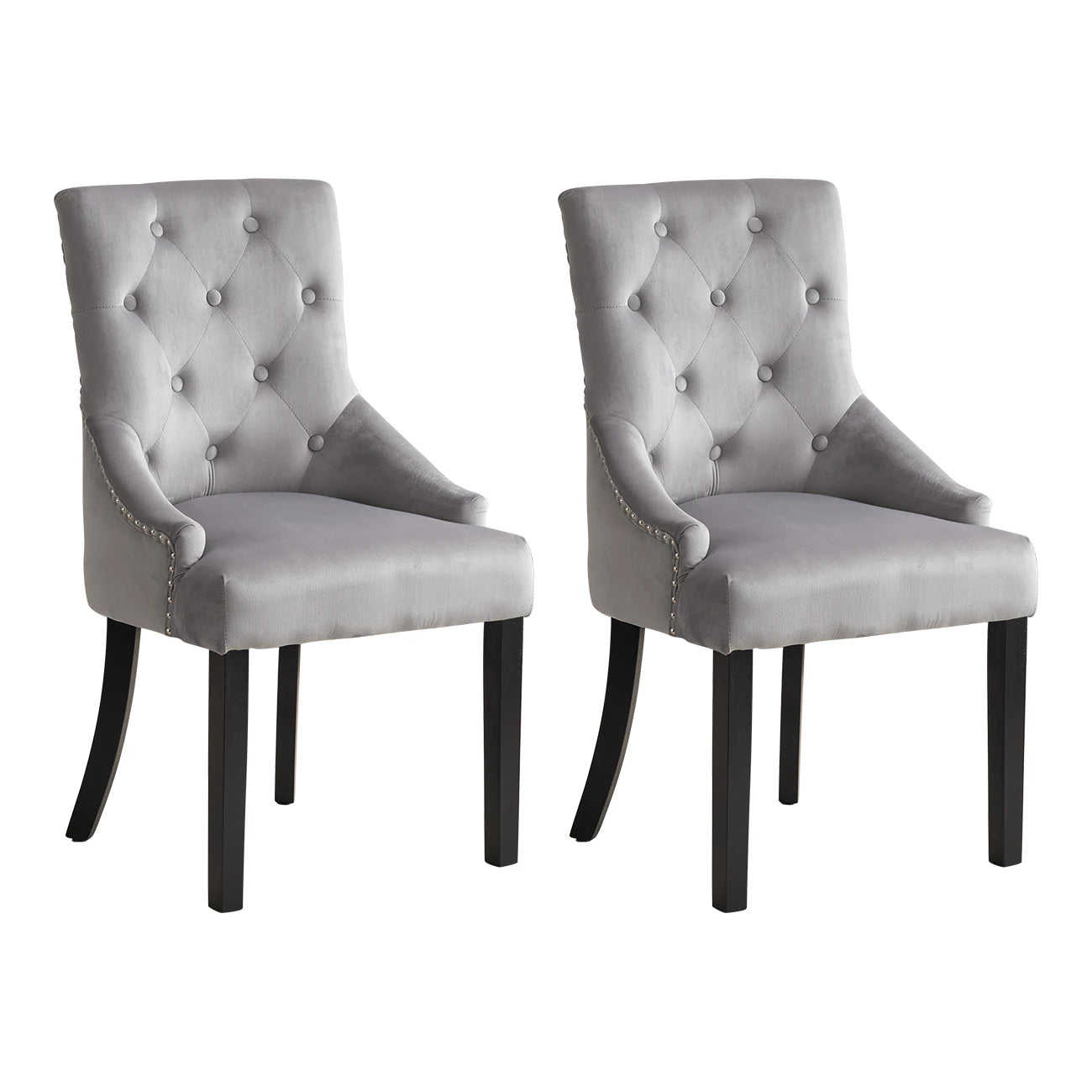 BonChoice Velvet Dining Chairs with Knocker Studded Black Legs