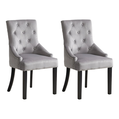 BonChoice Velvet Dining Chairs with Knocker Studded Black Legs
