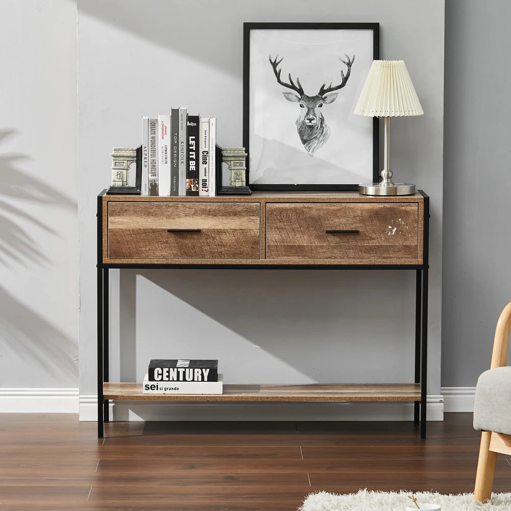 Rustic Brown Console Table