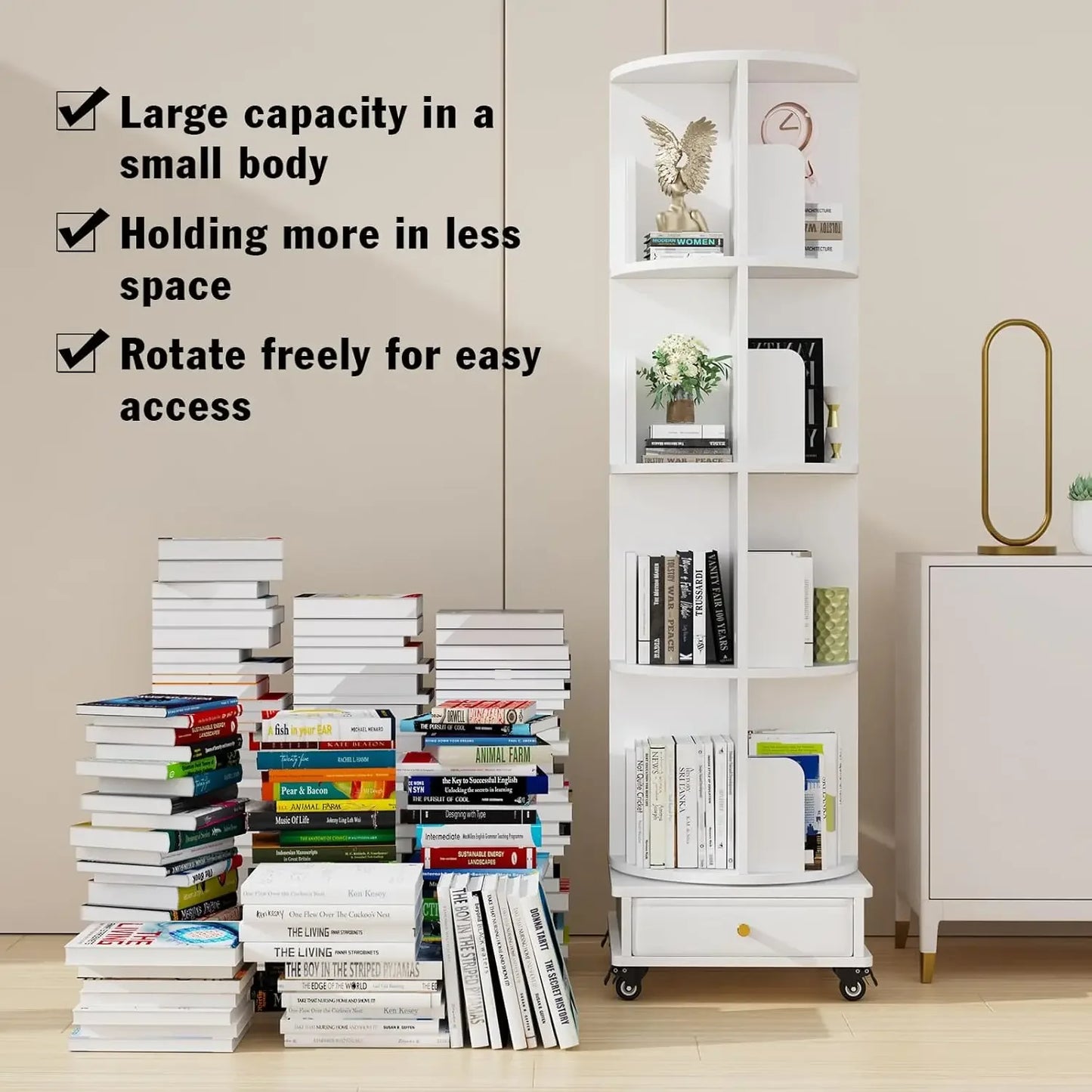 Wooden 4-layer Corner Bookshelf