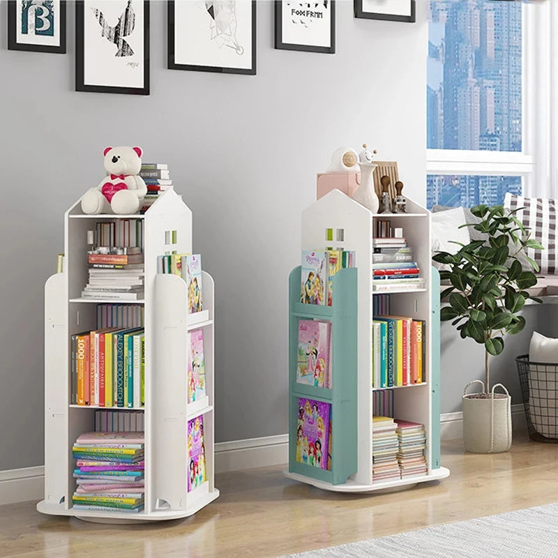 Kids' House Frame Rotating Bookshelf