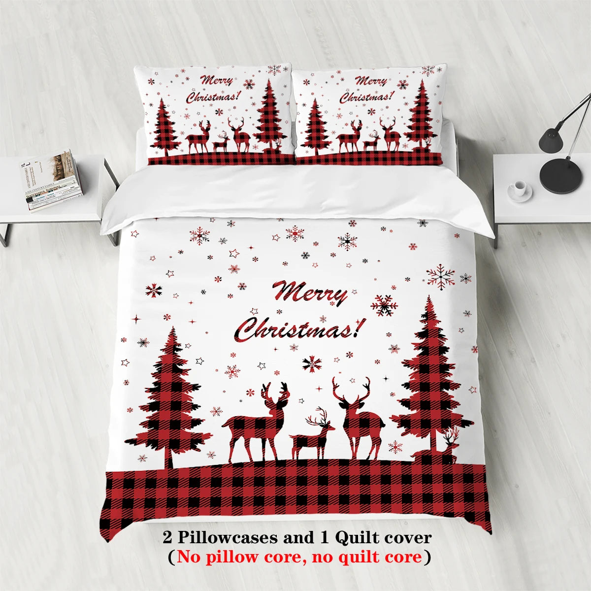 Merry Christmas Themed 3 Pc Bedding Set