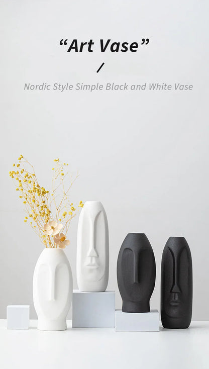 Face Sculpture Ceramic Vase