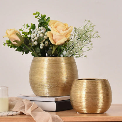 Brushed Golden Flower Pot