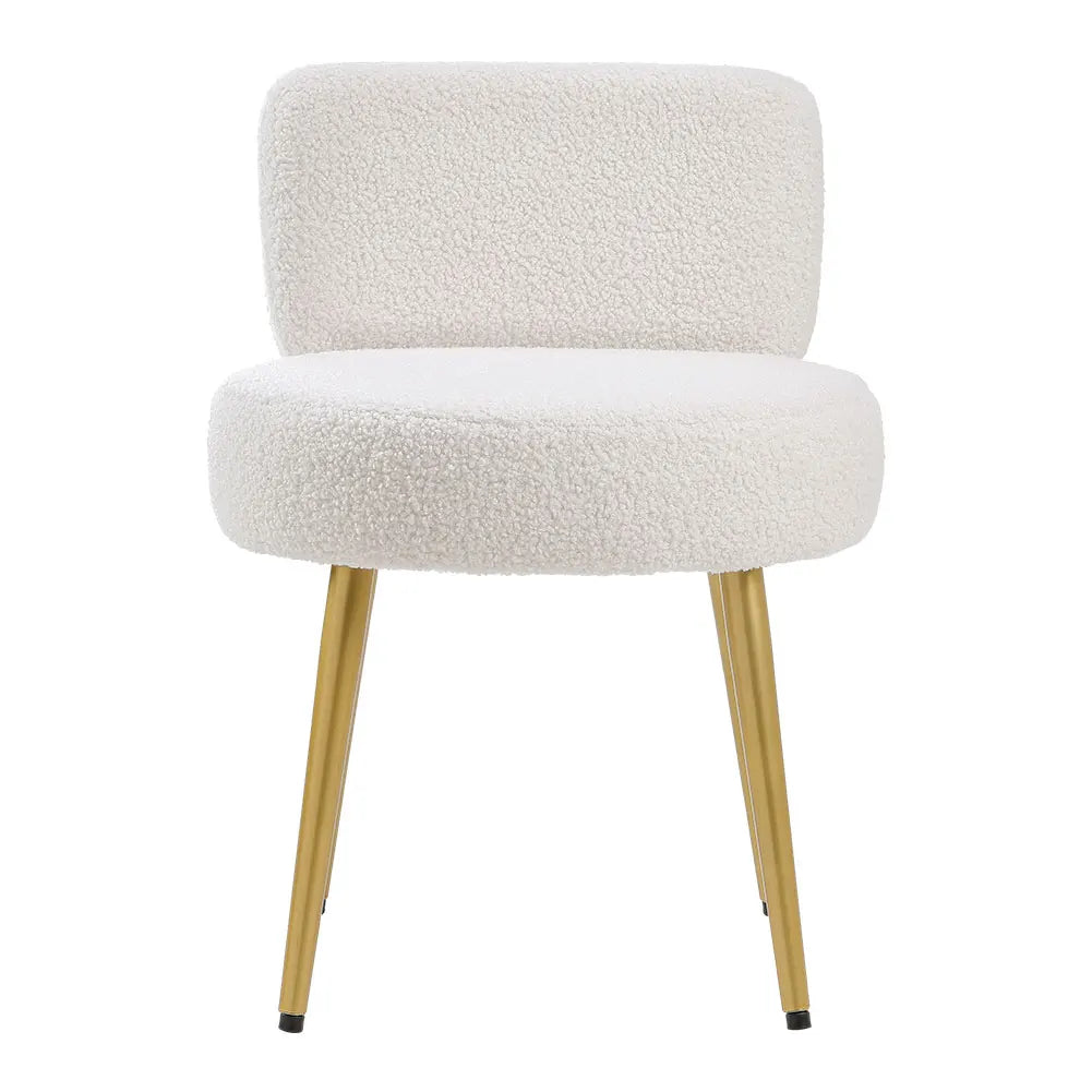 Cream Faux Fur Stool Chair