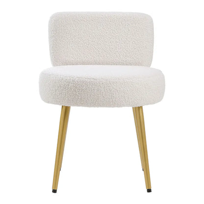 Cream Faux Fur Stool Chair