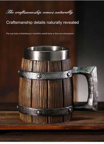 Wooden Barrel Beer Mug
