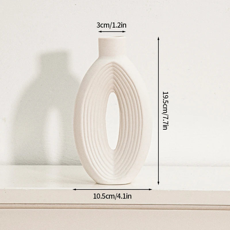 White Ceramic  Decorative Vase