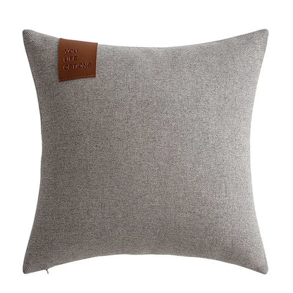 Leather Label Pillow Cover