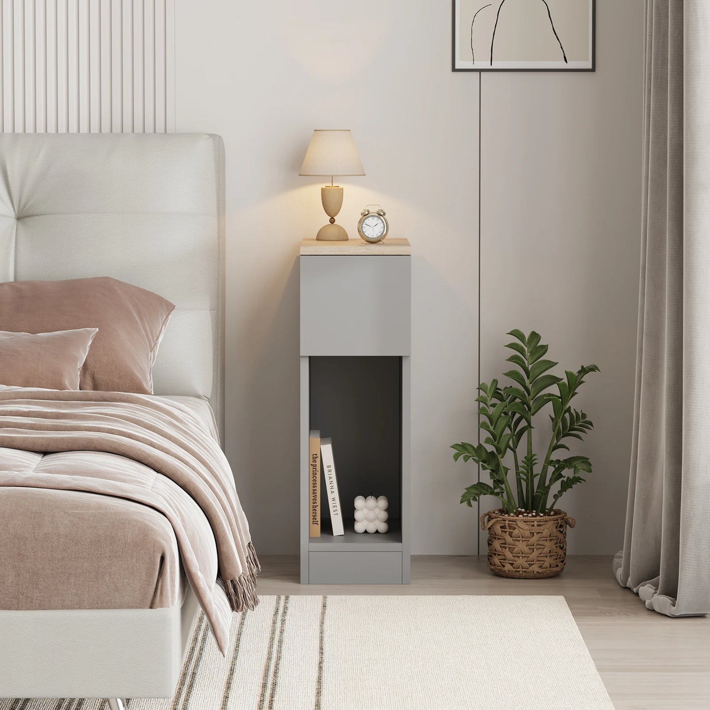 Modern Slim Tall Bedside Table