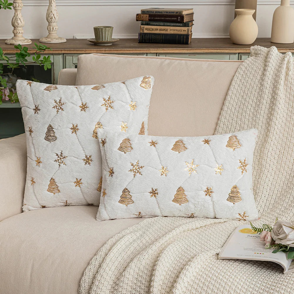 Sparkling Snowflake Christmas Throw Pillow Cover